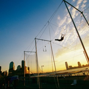 New York City’s trapeze school located on the East River of Manhattan